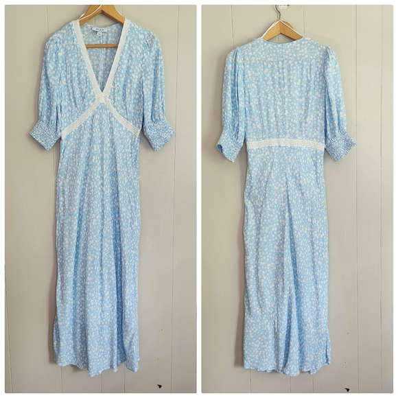 RIXO for Target ditsy floral midi dress blue white lace romantic feminine 12 - Picture 2 of 10